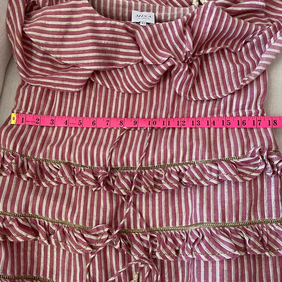 Misa LA (Anthropologie) Carson Tiered Sundress XS Pink and Gold - Picture 7 of 7